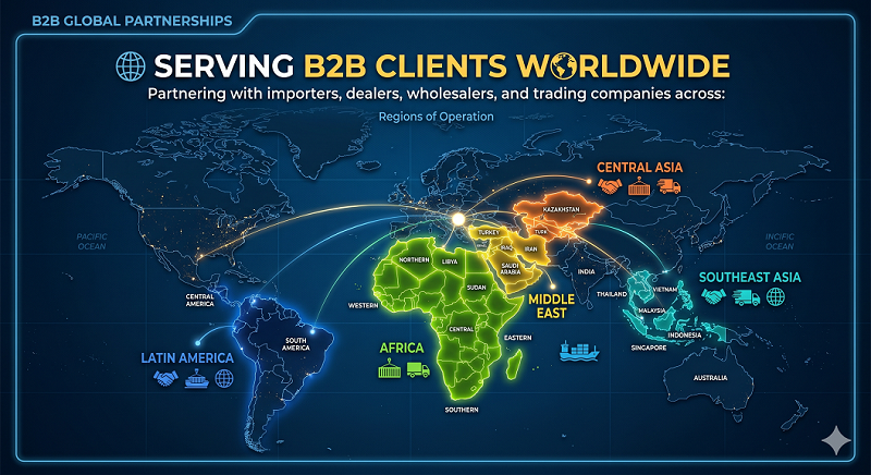Global distribution map showing export markets